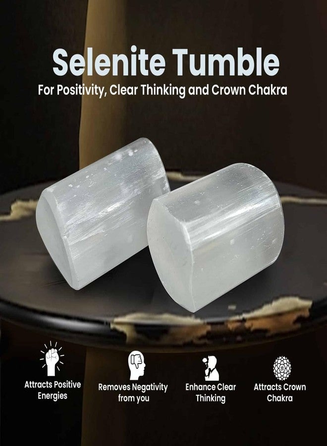SOLAVA Original Selenite Crystal Tumble - Natural Energised Selenite Stone Tumble to charge a crystal, cleansing of crystal stone, healing, Vastu correction and positivity - 2 Piece - Image 2